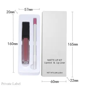 Fabrik preis Creme Lip Liner wasserdicht 2-in-1 hoch pigmentiert matt Lip gloss Lip liner Holz Bleistift Kit