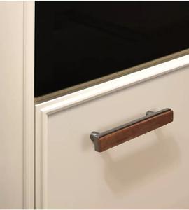 Maniglie in Legno e Metallo Zincato per Mobili, Pomelli per Armadi, Cassetti e Tavoli in Noce, Accessori per Mobili in Legno - Product Image 1