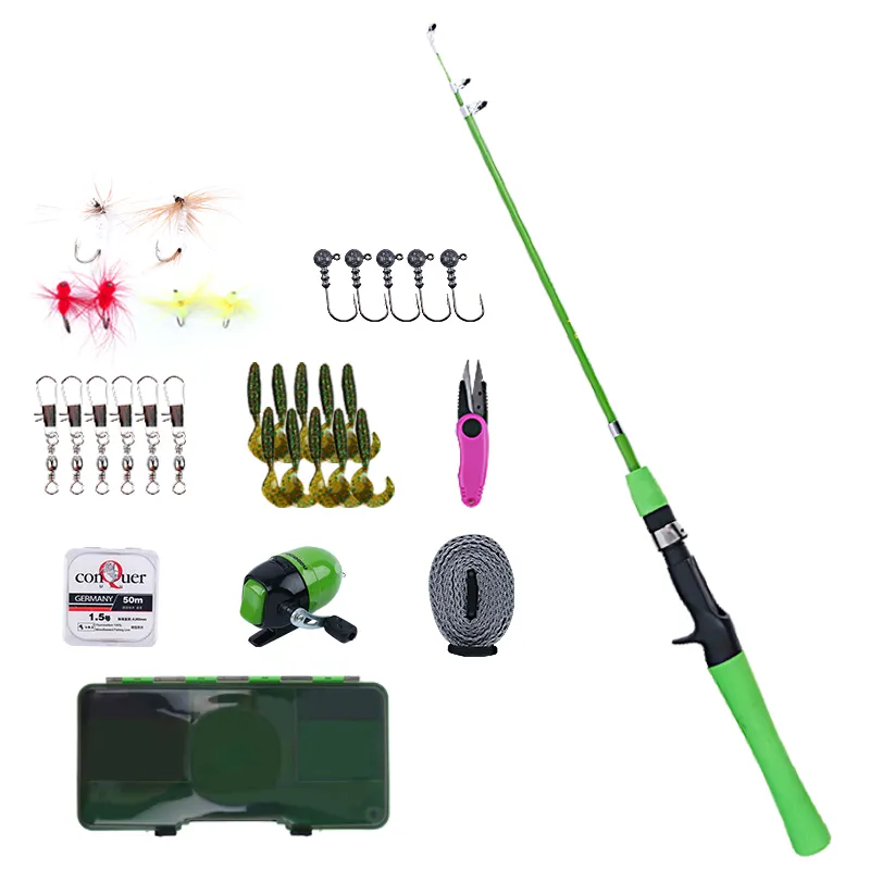 Jetshark 1.2m Portable Telescopic Kids Fishing Poles for Boys Fishing Rod and Reel Combo Kit with Tackle Box for Toddler Youth