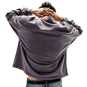 270GSM Washed Distressed Long Sleeve Tee Boxy Fit, Vintage Style - Product Image 3