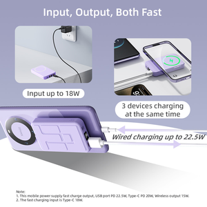 Nhà Máy Tùy Chỉnh Xách Tay Sạc Không Dây 10000MAh Điện Thoại Di Động Ngân Hàng Với Người Giữ Điện Thoại 22.5W Nhanh Chóng Từ 20W Công Suất Đầu Ra - Product Image 4