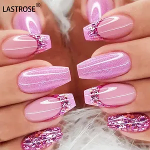 Lastrose medium length transparent false nails wholesale high quality acrylic french full cover false nail set