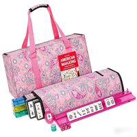 Ensemble de Mahjong américain portable de voyage, 166 tuiles, sac souple, ensemble 3 pièces avec pions, supports, jetons et dés, kit complet