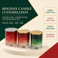 Bougie parfumée en cire de soja dans un bocal en verre à dégradé personnalisé, étiquettes Joyeux Noël Anniversaire Mariage, sans fumée, OEM ODM, cadeau, vente en gros