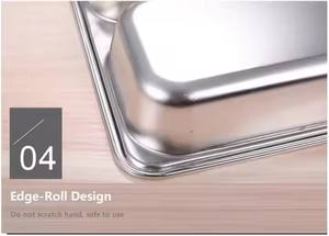 Vijf Compartimenten Fastfood Dienblad Roestvrij Staal Sus304 Microwave School Lunchbox Verdeeld Dinerbord Food Kwaliteit Deksel/Deksel - Product Image 5