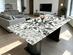 Table à manger rectangulaire moderne en quartzite bleu montagne naturel de luxe, table à manger en marbre de luxe pour villa, maison, hôtel - Product Image 6