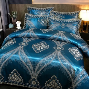 American Style Jacquard Modal 4pcs <strong>Bedding</strong> Sets <strong>Royal</strong> <strong>Blue</strong> Hotel Textile Silky Comforter Duvet Cover Set - Product Image 3