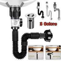 Tuyaux de vidange rétractables pour lavabo, PVC flexible, vidange pop-up pour évier