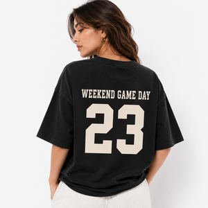 T-shirt graphique de basketball pour femmes Courtside Social Club, coupe oversize, manches courtes, pour le jour du match, vente en gros - Product Image 2