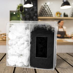 Dispensador acrílico de <span class=keywords><strong>2</strong></span> capas personalizado de fábrica al por mayor con tapa adecuada para almacenamiento de guantera de red para el cabello - Product Image 4
