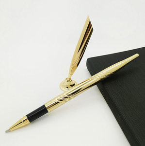 Toptan promosyon 1.0mm Logo tükenmez kalem altın/gümüş masaüstü <span class=keywords><strong>Metal</strong></span> kalem standı tutucu ofis/banka - Product Image 2