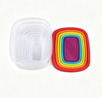 Ensemble de 7 contenants de stockage alimentaire rectangulaires en plastique PP antibactérien avec couvercles arc-en-ciel, ustensiles de cuisine, organisateur de réfrigérateur