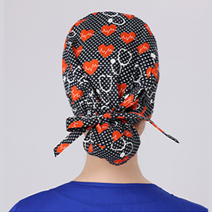 Cappello chirurgico con Logo personalizzato in cotone con copricapo da infermiera a coda di cavallo foderato in raso <span class=keywords><strong>per</strong></span> cappello medico infermiere taglia <span class=keywords><strong>capelli</strong></span> lunghi regolabili - Product Image 3
