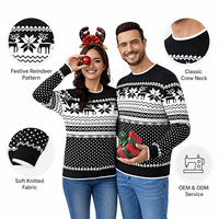 Pull de Noël moche pour homme FNJIA, motif renne et flocon de neige, épais, chaud, tricoté, col confortable, idéal pour les fêtes et les cadeaux