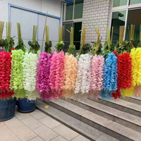 Expédition rapide multicolore fausse guirlande plante soie vignes blanc glycine artificielle fleurs suspendues pour mariage maison décoration murale