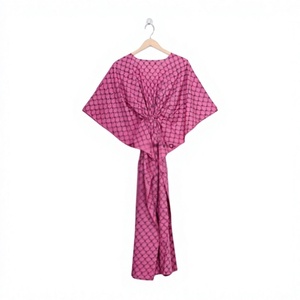 Robe Kaftan Midi Moderne en Coton pour Femme, Imprimé Floral, Taille Élastique, Décontractée, Faite à la Main, Ample, Style Indien Vintage, Idéale pour les Fêtes Estivales et la Maternité - Product Image 1