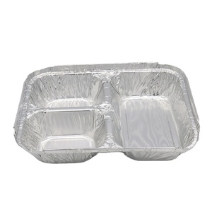 3 <strong>Compartment</strong> 8582 8567 Silver Disposable <strong>Aluminum</strong> <strong>Foil</strong> Container Disposable <strong>Aluminum</strong> <strong>Tray</strong> with Lid for Restaurant - Product Image 2