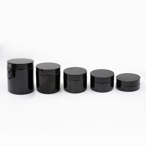 Pot en plastique noir vide 100ml 120ml 150ml 200ml 250ml, pot cosmétique noir, pot pour crème pour le visage, pots en PET noirs - Product Image 2