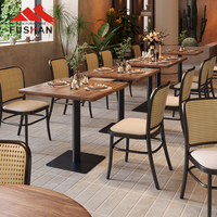 Chaise de salle à manger moderne personnalisée pour restaurant commercial, café, meubles, chaise en bois avec accoudoirs en rotin PE