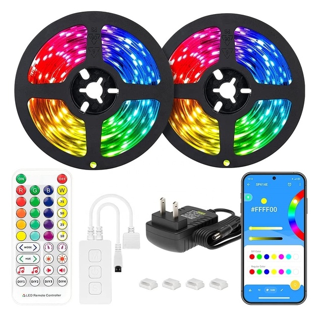 IP20 12V Flexible PVC SMD 5050 60LEDs RGBW 5M/roll LED Strip Light Kit Smart APP IR Remote Control Dimmable Bedroom Decor