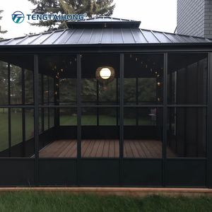 Outdoor Waterproof UV Resistant Aluminum <strong>Gazebo</strong> 12*12 Pavilion Insect Proof PC Panel Sunroom <strong>for</strong> Backyard <strong>Patio</strong> Living - Product Image 2