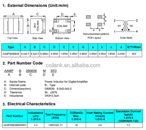 Coilank库存数字电感器3R3大功率电感器8*9替代汽车功率放大器的Saga-mi DBL8087HH-3R3M电感器 - Product Image 3