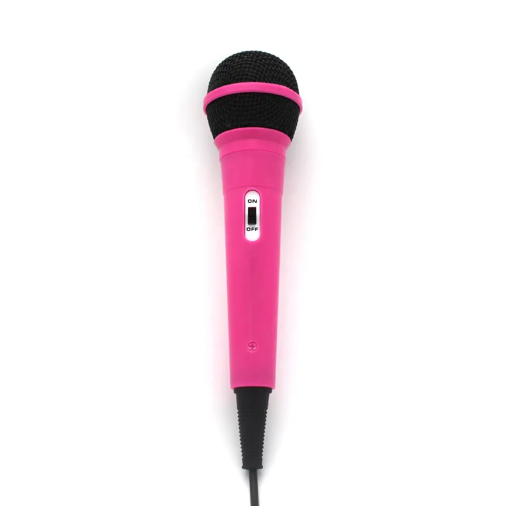 Microfone karaokê profissional, para crianças com fio, dinâmico, profissional, compatível com crianças, karaoke, máquina de brinquedo, rosa