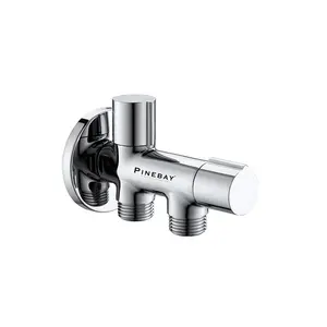 PINEBAY haut de gamme 1/2 laiton vanne d'angle rotative manuelle eau froide chromé accessoire de salle de bain haute pression OEM personnalisable