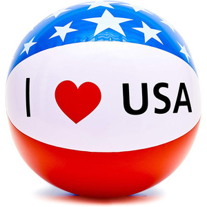 PVC Inflatable Beach Ball American Flag Design I Love Usa And America Print 8 To 13 Years Unisex Toy For Outdoor Fun - Product Image 2
