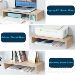 Soporte de madera para monitor, elevador de computadora de escritorio, organizador de escritorio para oficina con espacio de almacenamiento - Product Image 5