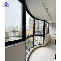 Fenêtres coulissantes incurvées sur mesure pour maison, fenêtres minimalistes en aluminium à double vitrage trempé, résistantes aux ouragans