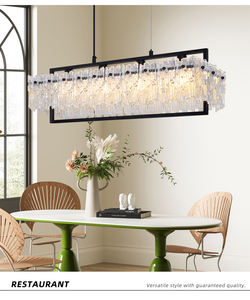 Lámpara de Araña Moderna de Cristal de Lujo con Altura Ajustable y Control Táctil para Sala de Estar de Villa, Compatible con Aire Acondicionado - Product Image 4