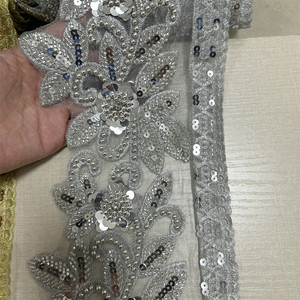 Thiết kế mới đính cườm thêu <span class=keywords><strong>TRIM</strong></span> rộng 15cm cho Bridal Wedding Craft cho DIY may - Product Image 3