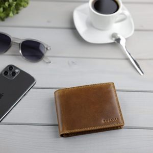 Men's Genuine Leather <b>Wallet</b> Dark <b>Brown</b> 6 In Soft Top Grain Cowhide Everyday Use - Product Image 3