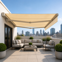 Auvent rétractable électrique OEM d'usine, télécommande, aluminium, imperméable, luxe, moderne, balcon, extérieur, jardin, patio, auvent