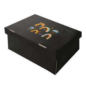 Custom Image Black Shoe <b>Box</b> Rectangle Durable Stackable Wardrobe <b>Storage</b> Organizer <b>Cardboard</b> Single Tier - Product Image 1