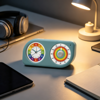 Doppelbildschirm LCD AA-Batteriebetriebener Wecker 60-Minuten-Countdown Touch-Steuerung Kleiner Quadratischer Plastik-Visualtimer für die Küche