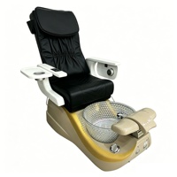 Chaise de pédicure de luxe de style européen en fibre de verre avec fonction de massage, en cuir PU, massage électrique
