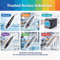 Système de surveillance du pH industriel, contrôleur de pH en ligne, sonde de pH IP68 ATC, RS485, 4-20 mA, alarme par relais, traitement des eaux usées
