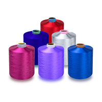 Fil de polyester texturé 100% 150D/48F/1 DTY, couleurs teintes en masse HIM entrelacées, pour fil de chaîne en métiers à tisser
