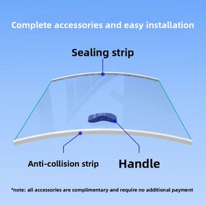 Vitrine à <span class=keywords><strong>porte</strong></span> incurvée en verre trempé pour congélateur et réfrigérateur avec fonction <span class=keywords><strong>de</strong></span> conservation <span class=keywords><strong>de</strong></span> la fraîcheur et couvercle coulissant personnalisable - Product Image 2