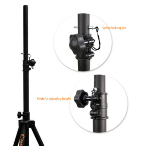 Support d'enceinte professionnel noir en aluminium/métal, design portable, trépied robuste, capacité 50 kg, hauteur 160,5-266,4 cm, modèle K-306LB-1 - Product Image 3