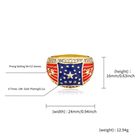 Bague en métal plaqué or avec zircon, drapeau américain, gagnant du prix du sport, bague en alliage personnalisé pour les championnats de la jeunesse, style hip-hop, en laiton
