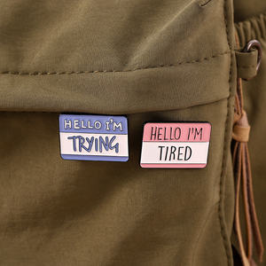 Divertenti citazioni di dialogo spille smaltate personalizzate <span class=keywords><strong>ciao</strong></span> I'Am Treying stanche stressate spille risvolto gioielli regalo per bambini <span class=keywords><strong>amici</strong></span> - Product Image 1