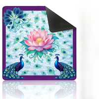 Tapete de Mahjong Portátil con Patrón de Estrella de Pavo Real de 800mm*800mm, Tapete Antideslizante de Estilo Americano