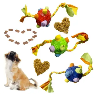 インタラクティブな犬のおもちゃスナッフルボールは、自然なロープとスローフードトレーニング犬のパズルのおもちゃを奨励します