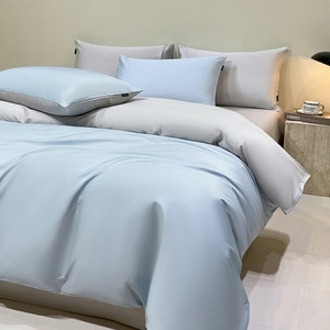 Sunny Textile vente en gros coton égyptien couleur unie Double sort simple reine bleu ensembles <span class=keywords><strong>de</strong></span> housse <span class=keywords><strong>de</strong></span> couette - Product Image 6