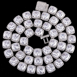 Chaîne cubaine unisexe en argent 925 avec diamants Moissanite couleur D, maillons carrés épais de 5mm et 6mm, style Hip-hop, collier et bracelet - Product Image 1