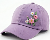Topi Bisbol Bordir Bunga Buket Hadiah Hari Ibu Topi Bisbol 6 Panel Gesper Logam Dapat Disesuaikan Katun Lembut Bernapas