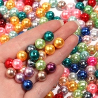 Perles rondes en plastique ABS imitation perle, colorées, de 3 mm à 30 mm, avec trou, pour la fabrication de bijoux